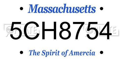 5CH8754 Massachusetts License Plate