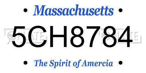 5CH8784 Massachusetts License Plate