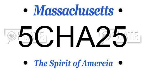 5CHA25 Massachusetts License Plate