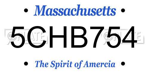 5CHB754 Massachusetts License Plate