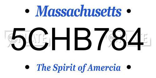 5CHB784 Massachusetts License Plate