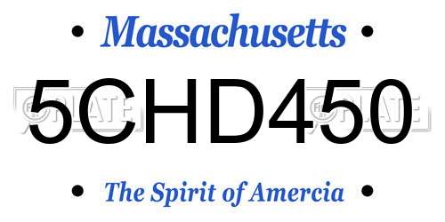 5CHD450 Massachusetts License Plate