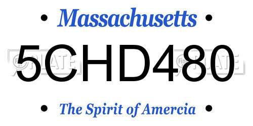 5CHD480 Massachusetts License Plate