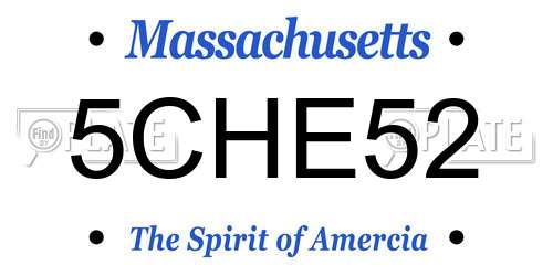 5CHE52 Massachusetts License Plate