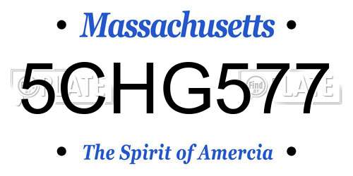 5CHG577 Massachusetts License Plate