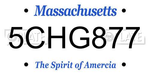 5CHG877 Massachusetts License Plate