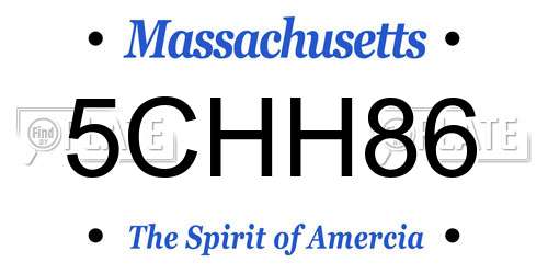 5CHH86 Massachusetts License Plate