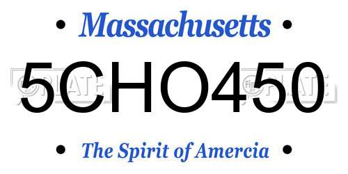 5CHO450 Massachusetts License Plate