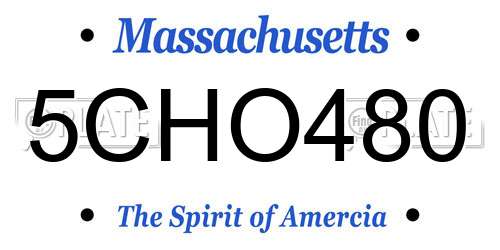 5CHO480 Massachusetts License Plate