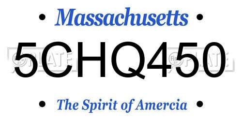 5CHQ450 Massachusetts License Plate