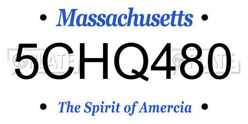 5CHQ480 Massachusetts License Plate