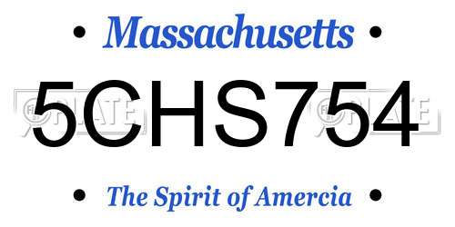 5CHS754 Massachusetts License Plate