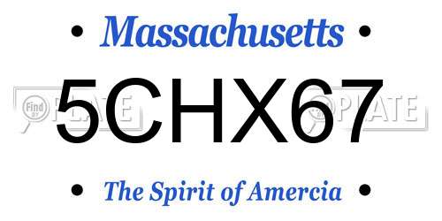 5CHX67 Massachusetts License Plate