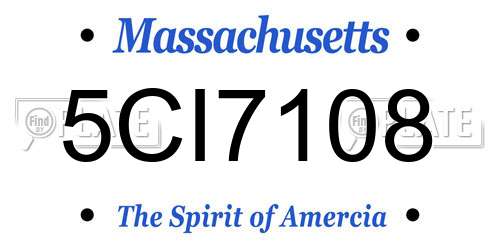 5CI7108 Massachusetts License Plate