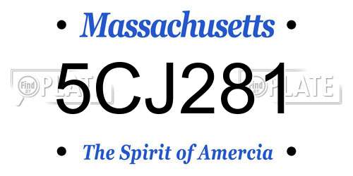 5CJ281 Massachusetts License Plate
