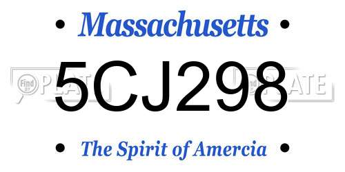 5CJ298 Massachusetts License Plate