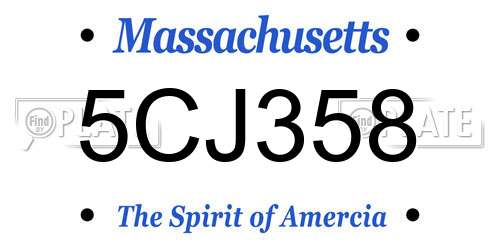 5CJ358 Massachusetts License Plate