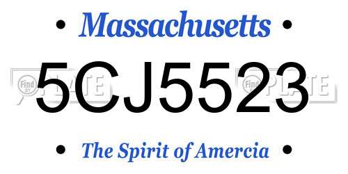 5CJ5523 Massachusetts License Plate