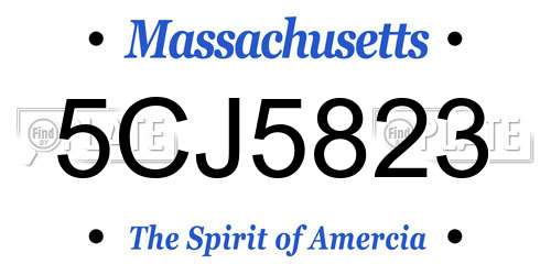 5CJ5823 Massachusetts License Plate