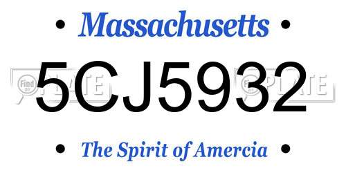 5CJ5932 Massachusetts License Plate