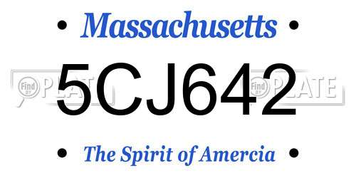 5CJ642 Massachusetts License Plate