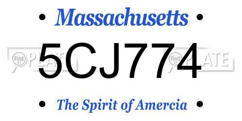 5CJ774 Massachusetts License Plate