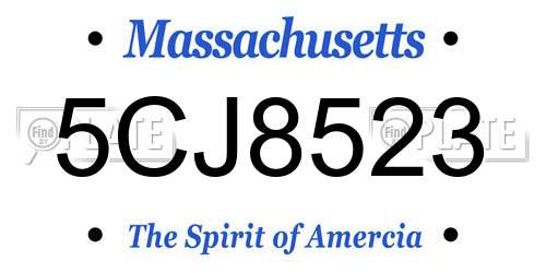 5CJ8523 Massachusetts License Plate