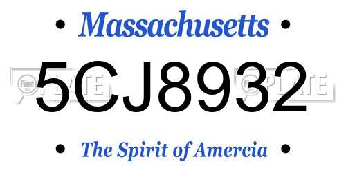 5CJ8932 Massachusetts License Plate