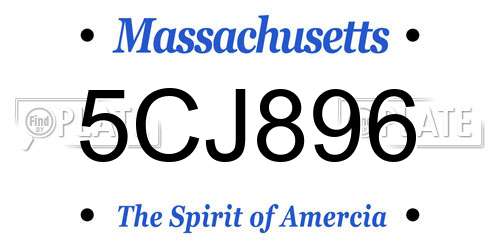 5CJ896 Massachusetts License Plate