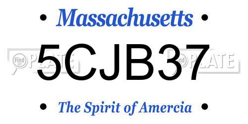 5CJB37 Massachusetts License Plate