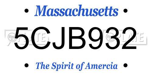 5CJB932 Massachusetts License Plate