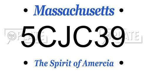 5CJC39 Massachusetts License Plate