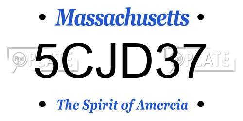 5CJD37 Massachusetts License Plate
