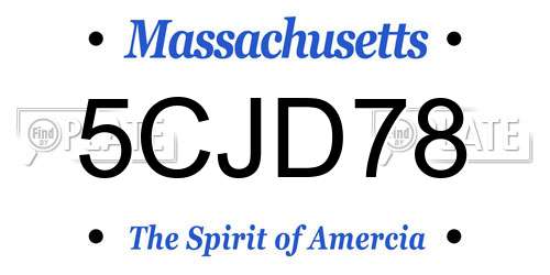 5CJD78 Massachusetts License Plate