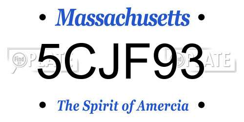 5CJF93 Massachusetts License Plate