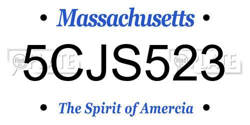 5CJS523 Massachusetts License Plate