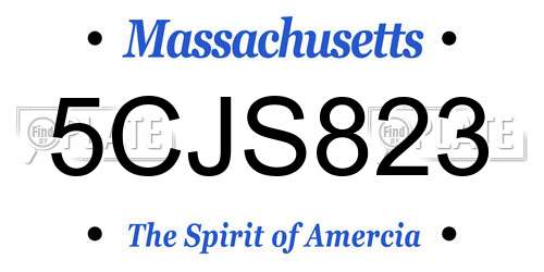 5CJS823 Massachusetts License Plate