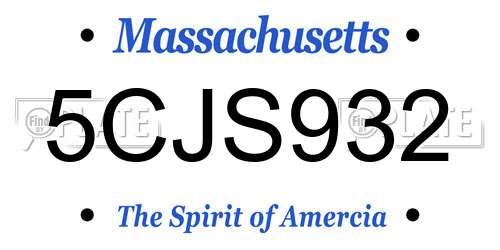 5CJS932 Massachusetts License Plate