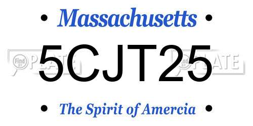 5CJT25 Massachusetts License Plate