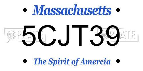 5CJT39 Massachusetts License Plate