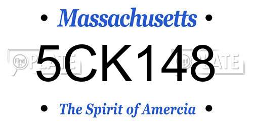 5CK148 Massachusetts License Plate
