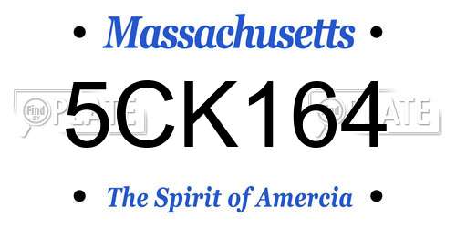 5CK164 Massachusetts License Plate