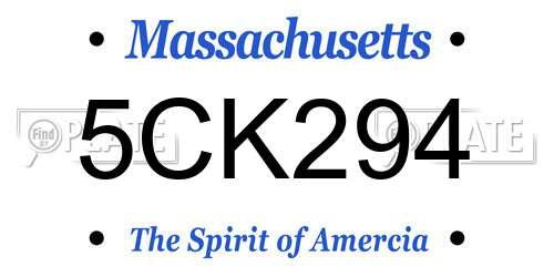 5CK294 Massachusetts License Plate