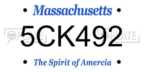 5CK492 Massachusetts License Plate