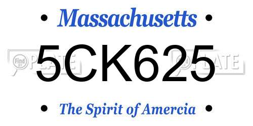 5CK625 Massachusetts License Plate
