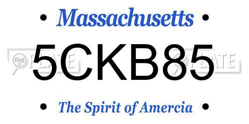 5CKB85 Massachusetts License Plate