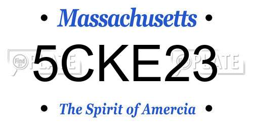 5CKE23 Massachusetts License Plate
