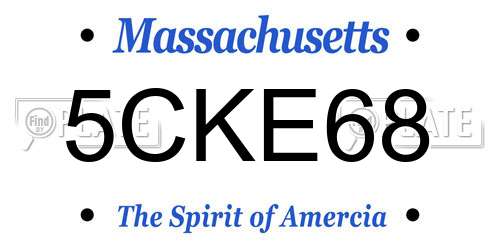 5CKE68 Massachusetts License Plate