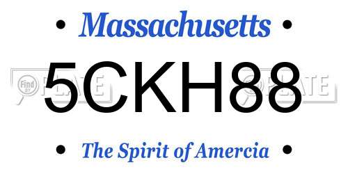 5CKH88 Massachusetts License Plate