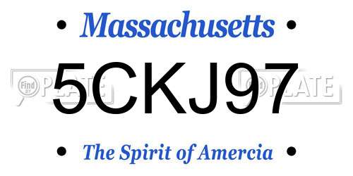 5CKJ97 Massachusetts License Plate